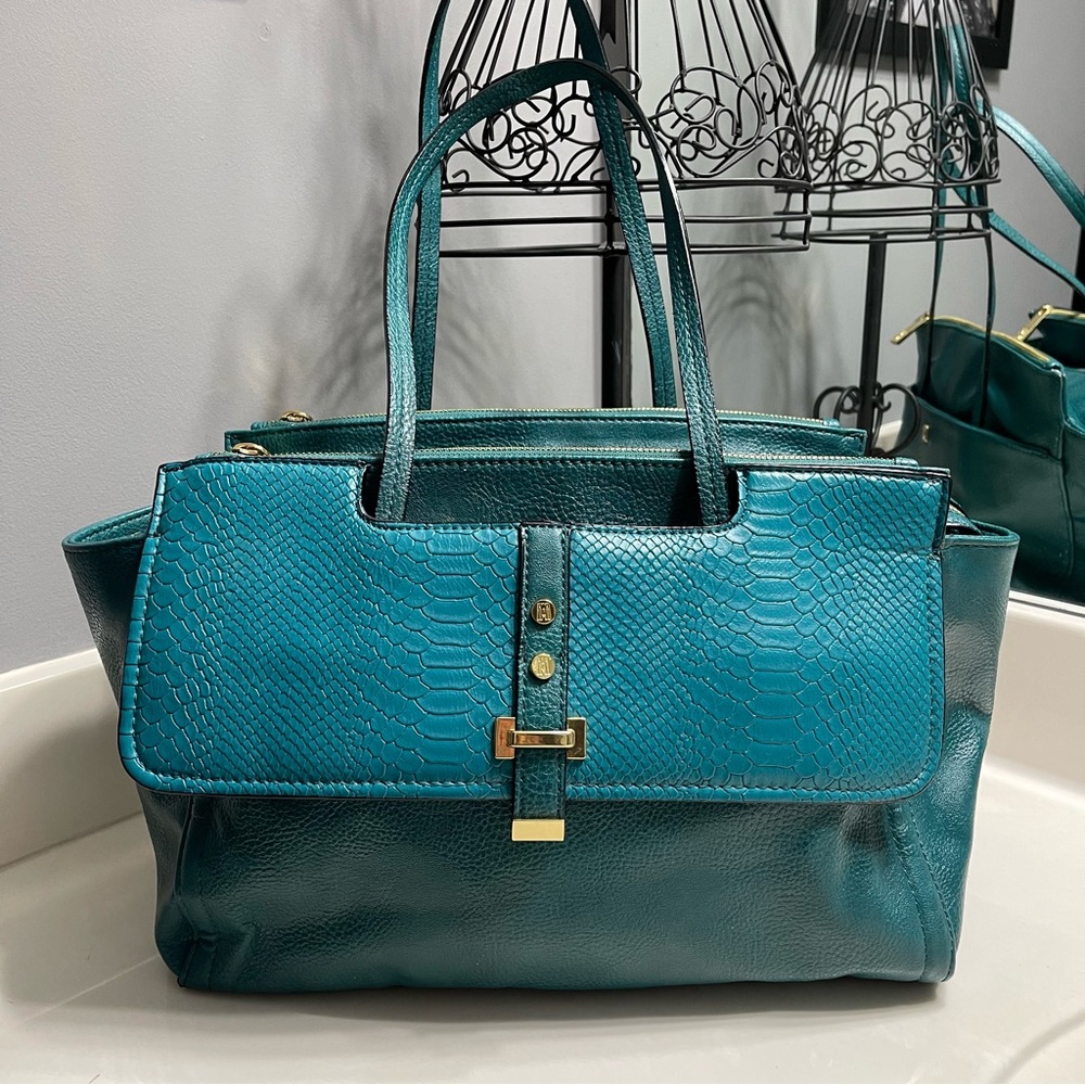 Antonio Melani Gorgeous Teal Large Tote Handbag